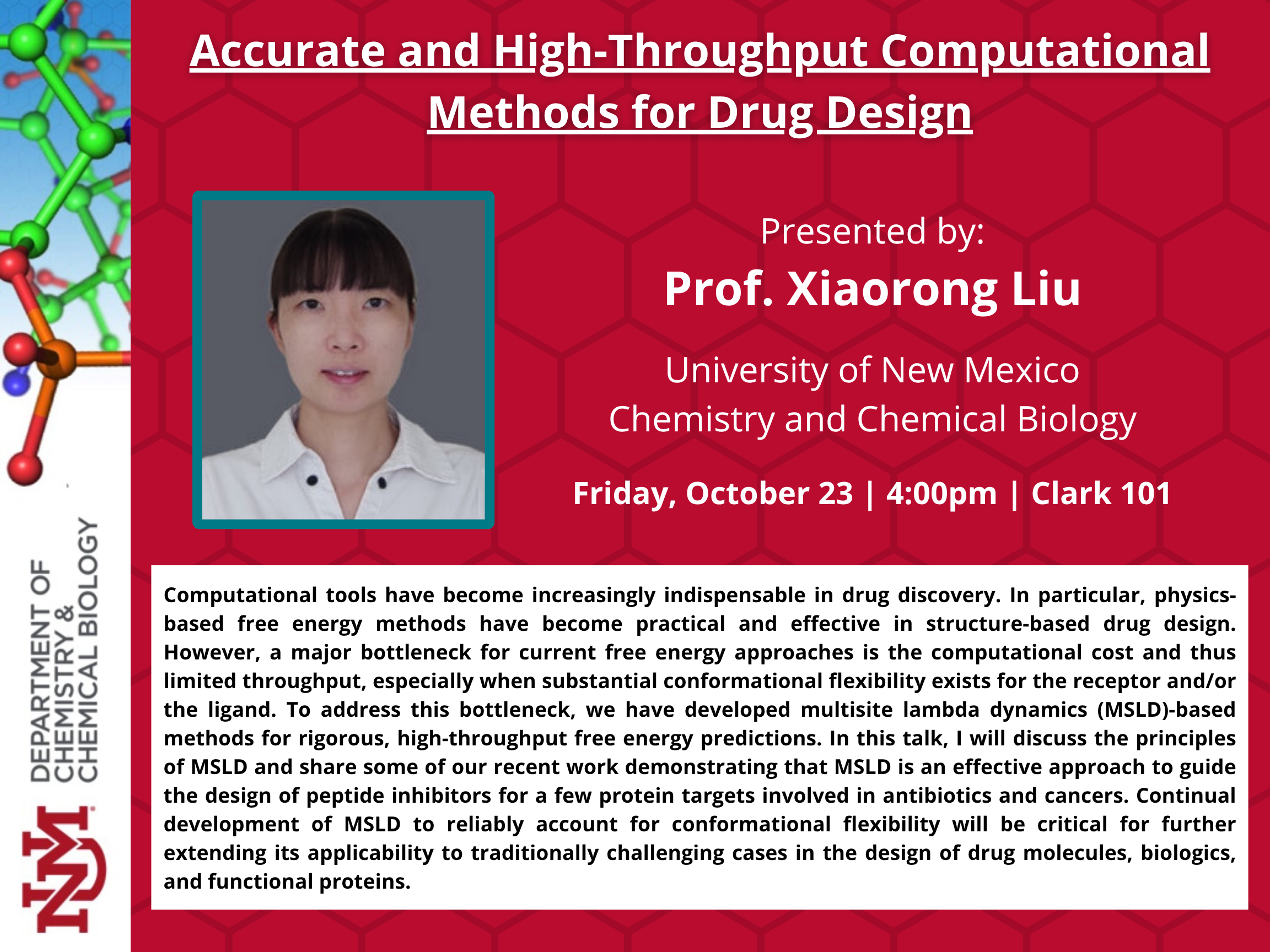 Xiaorong Liu seminar flyer
